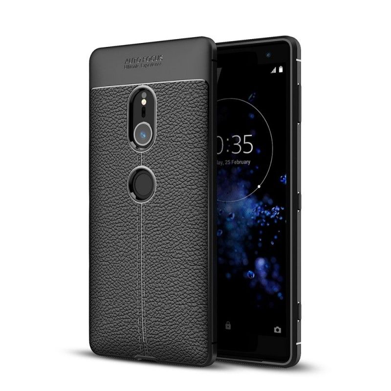 Coque Sony Xperia Xz2 Effet Cuir Litchi Double Line