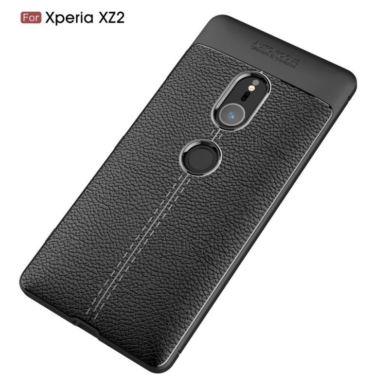 Coque Sony Xperia Xz2 Effet Cuir Litchi Double Line