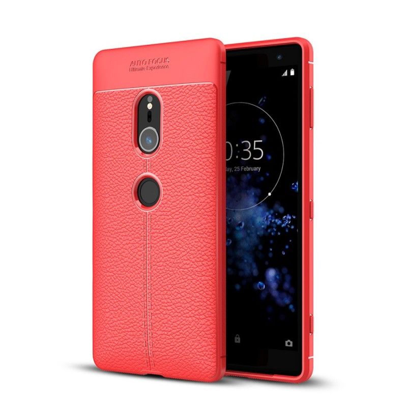 Coque Sony Xperia Xz2 Effet Cuir Litchi Double Line