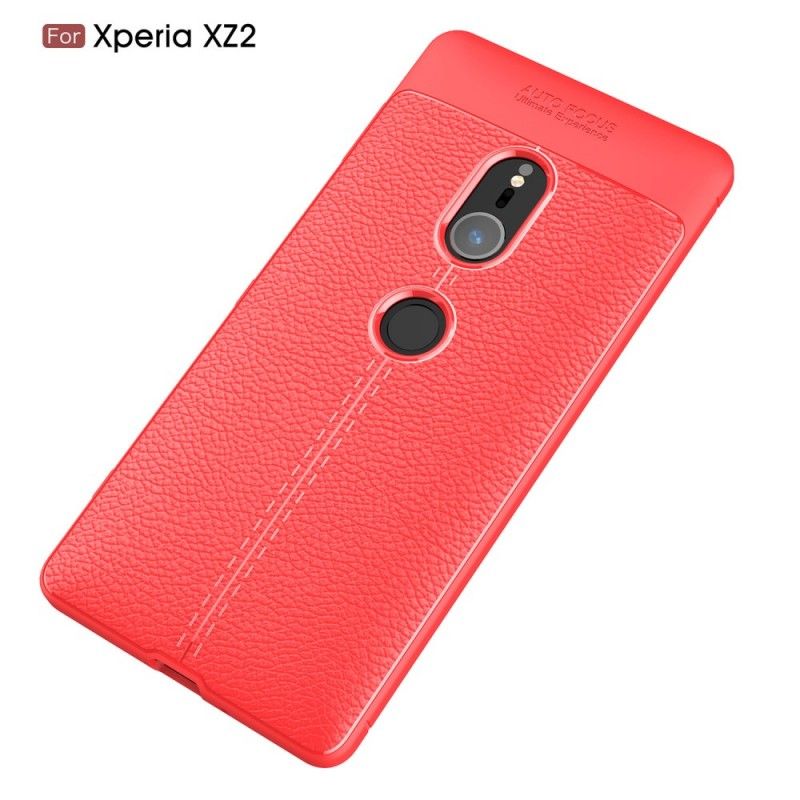 Coque Sony Xperia Xz2 Effet Cuir Litchi Double Line