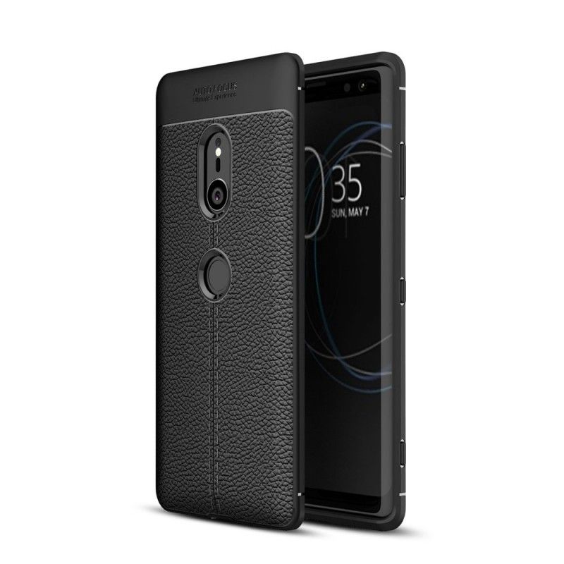 Coque Sony Xperia Xz3 Effet Cuir Litchi Double Line