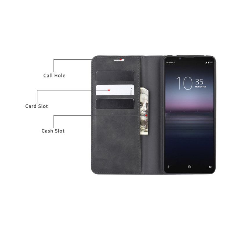 Flip Cover Sony Xperia 1 Ii Effet Cuir Douceur