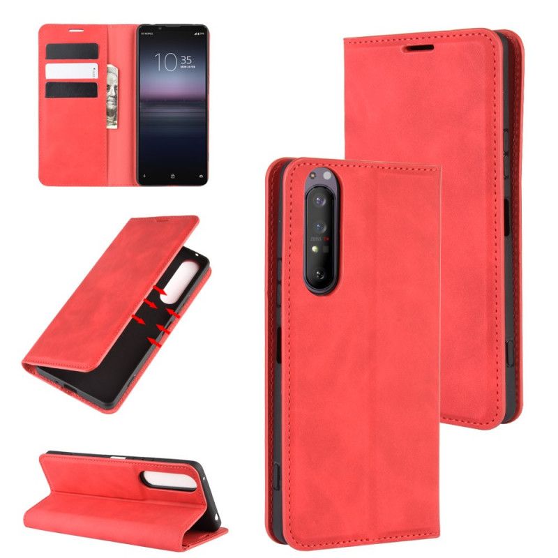 Flip Cover Sony Xperia 1 Ii Effet Cuir Douceur