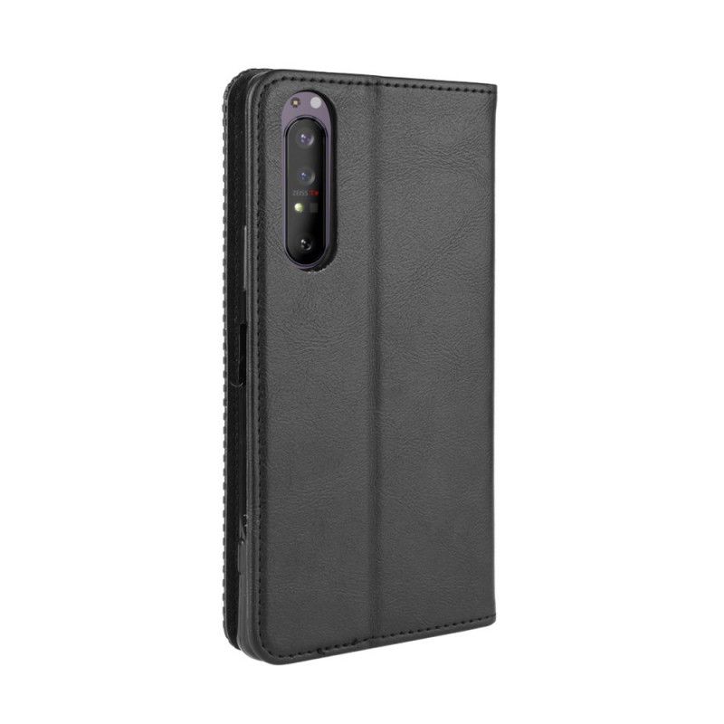 Flip Cover Sony Xperia 1 Ii Effet Cuir Vintage Stylisé