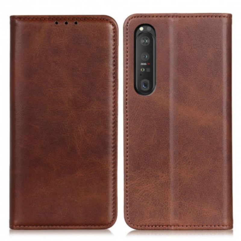 Flip Cover Sony Xperia 1 III Cuir Fendu Élégance