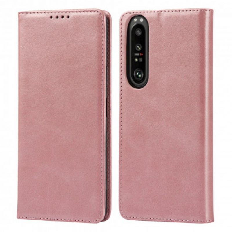 Flip Cover Sony Xperia 1 III Cuir Véritable Classique