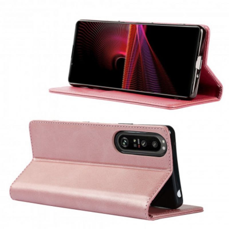 Flip Cover Sony Xperia 1 III Cuir Véritable Classique