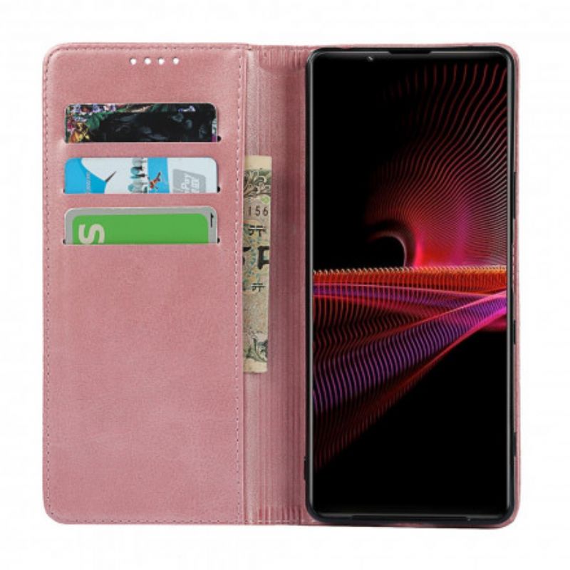 Flip Cover Sony Xperia 1 III Cuir Véritable Classique