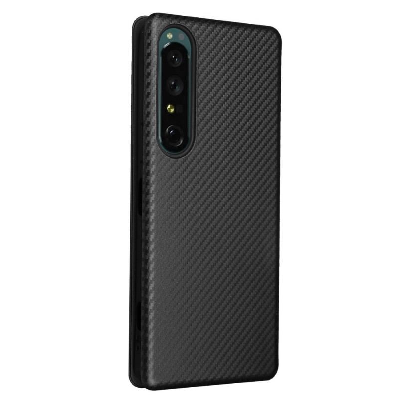 Flip Cover Sony Xperia 1 IV Texture Fibre Carbone