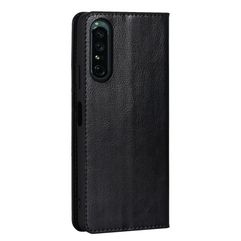 Flip Cover Sony Xperia 1 IV Véritable Cuir