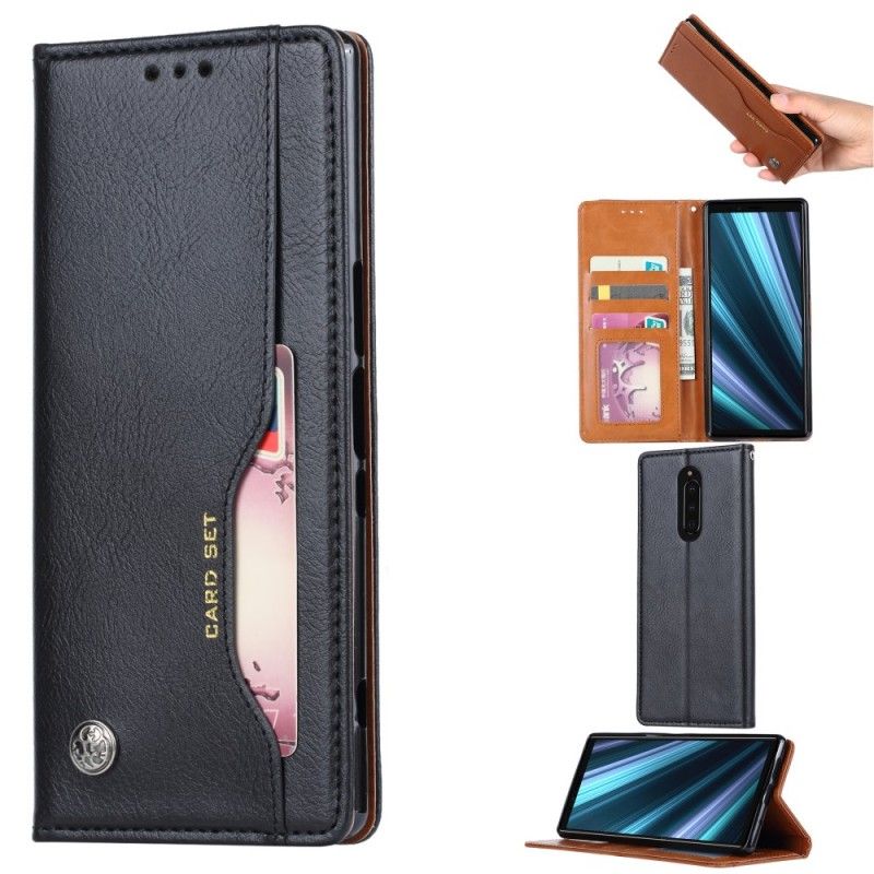 Flip Cover Sony Xperia 1 Simili Cuir Porte-cartes