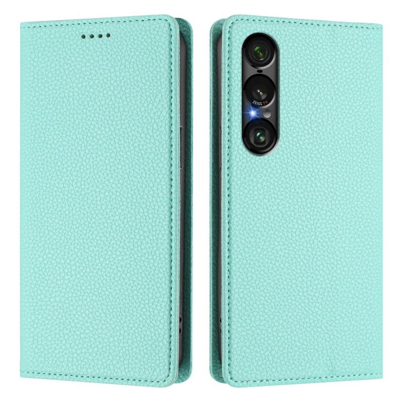 Flip Cover Sony Xperia 1 VII Protection RFID Texture Cuir Litchi
