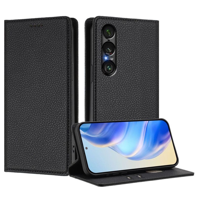 Flip Cover Sony Xperia 1 VII Protection RFID Texture Cuir Litchi