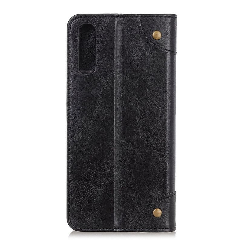 Flip Cover Sony Xperia 10 Ii Cuir Fendu Vintage Rivets