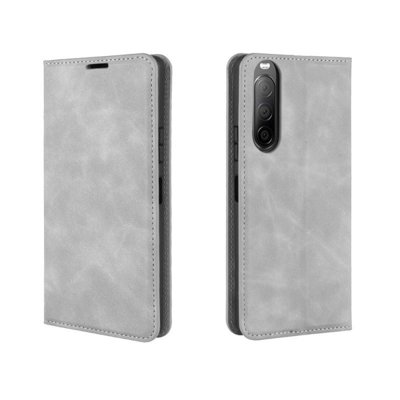 Flip Cover Sony Xperia 10 Ii Effet Cuir Douceur