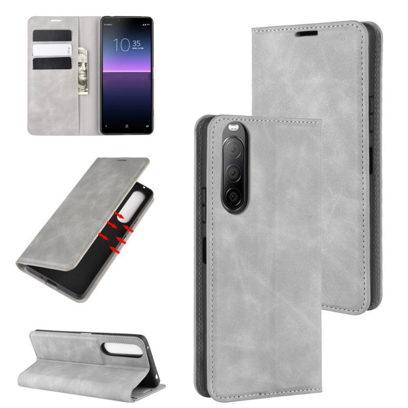 Flip Cover Sony Xperia 10 Ii Effet Cuir Douceur