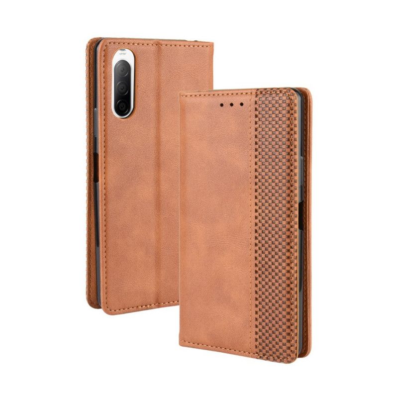 Flip Cover Sony Xperia 10 Ii Effet Cuir Vintage Stylisé