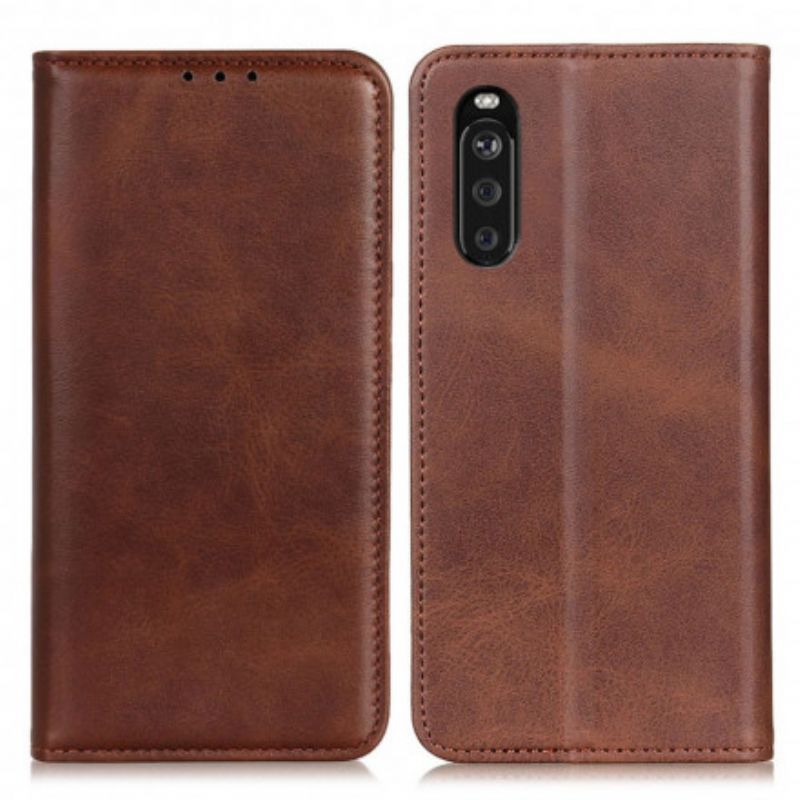 Flip Cover Sony Xperia 10 III Cuir Fendu Élégance