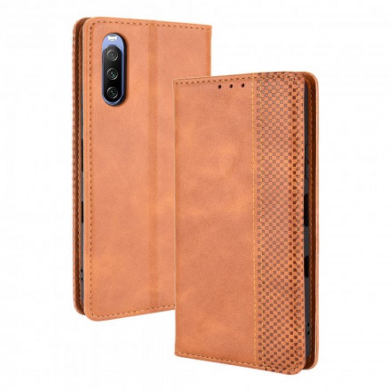 Flip Cover Sony Xperia 10 III Effet Cuir Vintage Stylisé