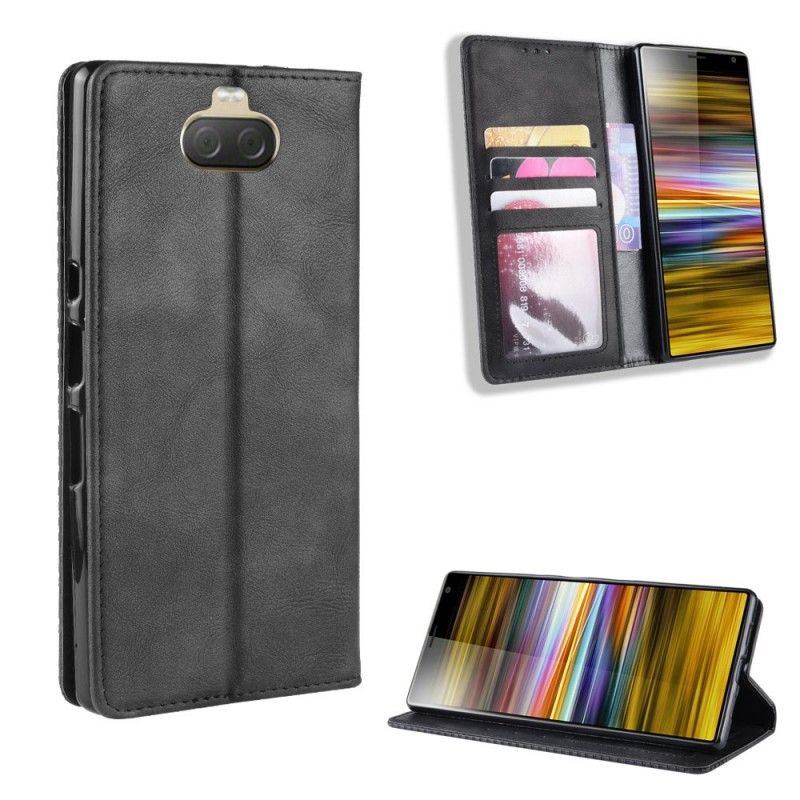 Flip Cover Sony Xperia 10 Plus Simili Cuir Vintage Uni