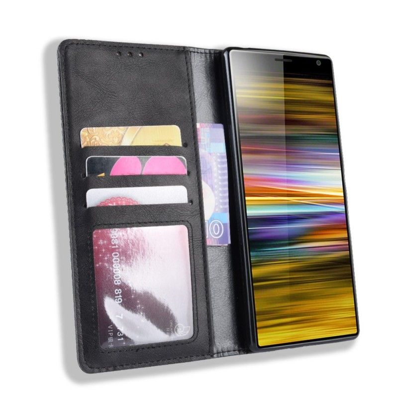 Flip Cover Sony Xperia 10 Plus Simili Cuir Vintage Uni