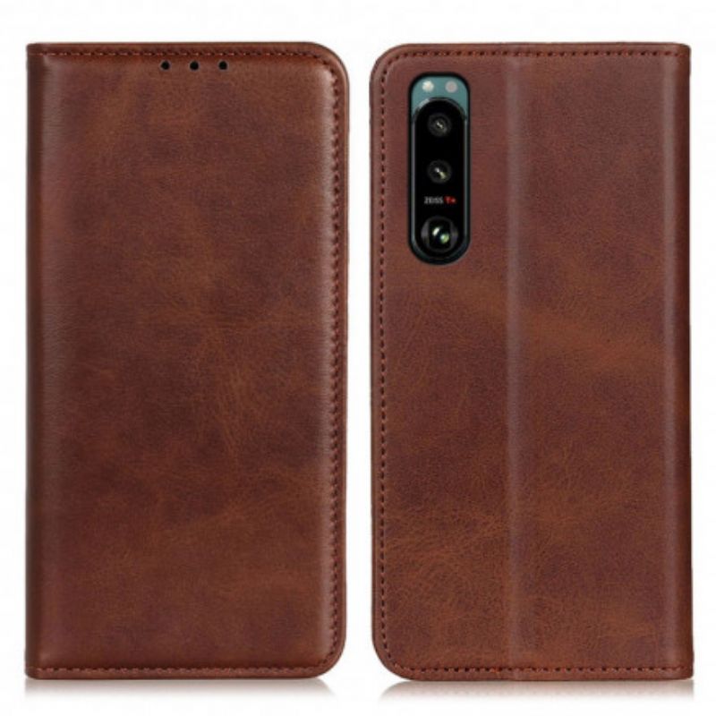 Flip Cover Sony Xperia 5 III Cuir Fendu Élégance