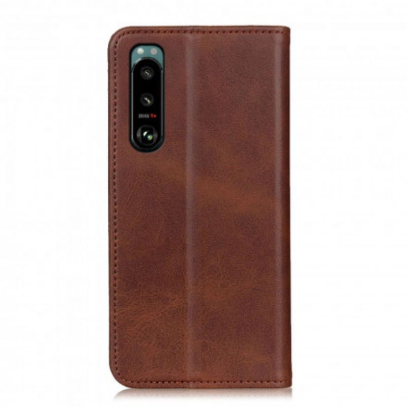 Flip Cover Sony Xperia 5 III Cuir Fendu Élégance