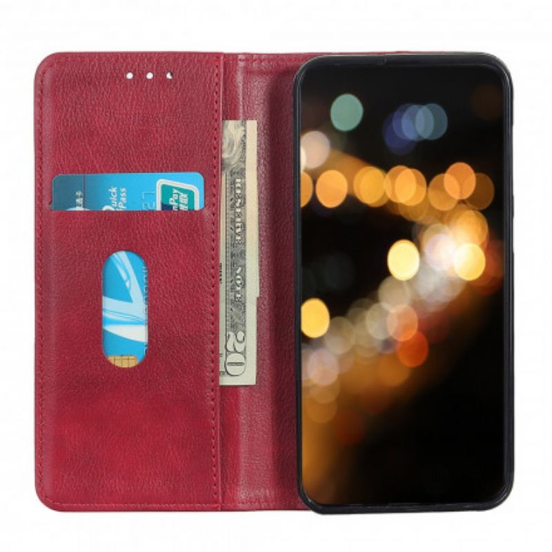 Flip Cover Sony Xperia 5 III Cuir Litchi Fendu Simple