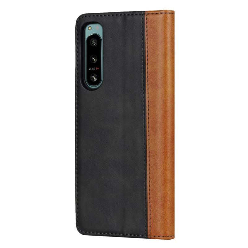 Flip Cover Sony Xperia 5 IV Bicolore Effet Cuir