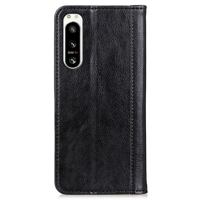 Flip Cover Sony Xperia 5 IV Cuir Fendu