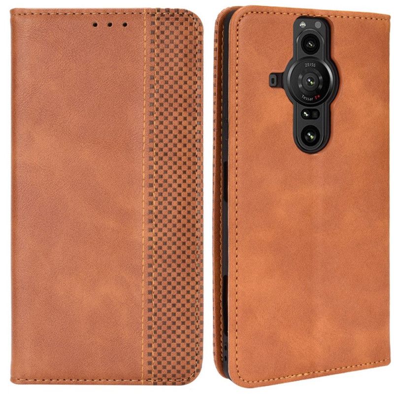 Flip Cover Sony Xperia Pro-I Effet Cuir Vintage Stylisé