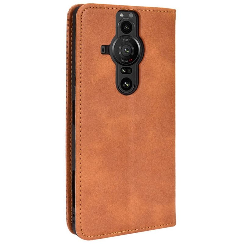 Flip Cover Sony Xperia Pro-I Effet Cuir Vintage Stylisé