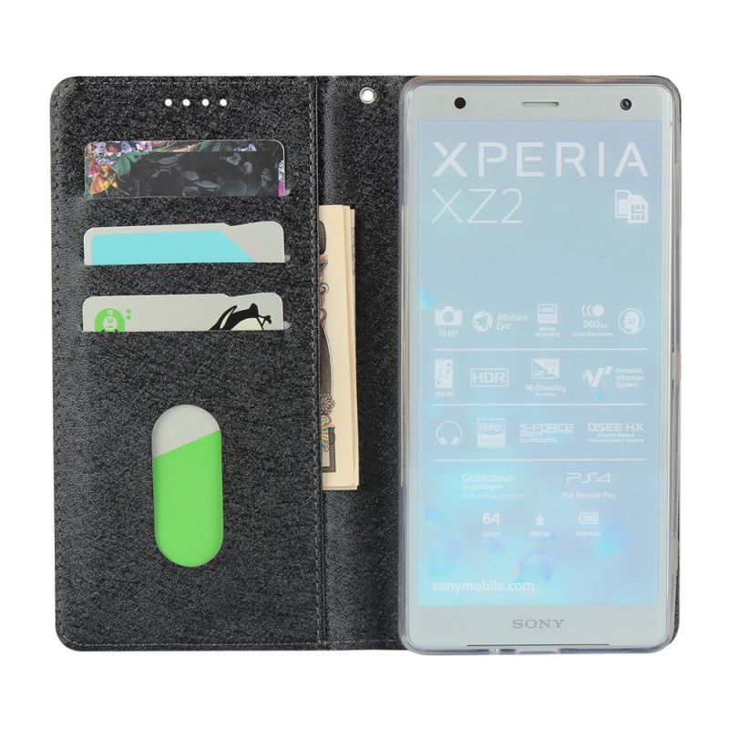 Flip Cover Sony Xperia Xz2 Style Cuir Douceur Avec Lanière