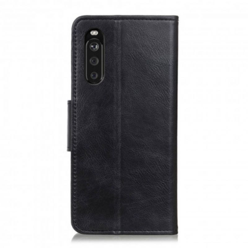 Housse Pour Sony Xperia 10 III Effet Cuir Fermoir Réversible