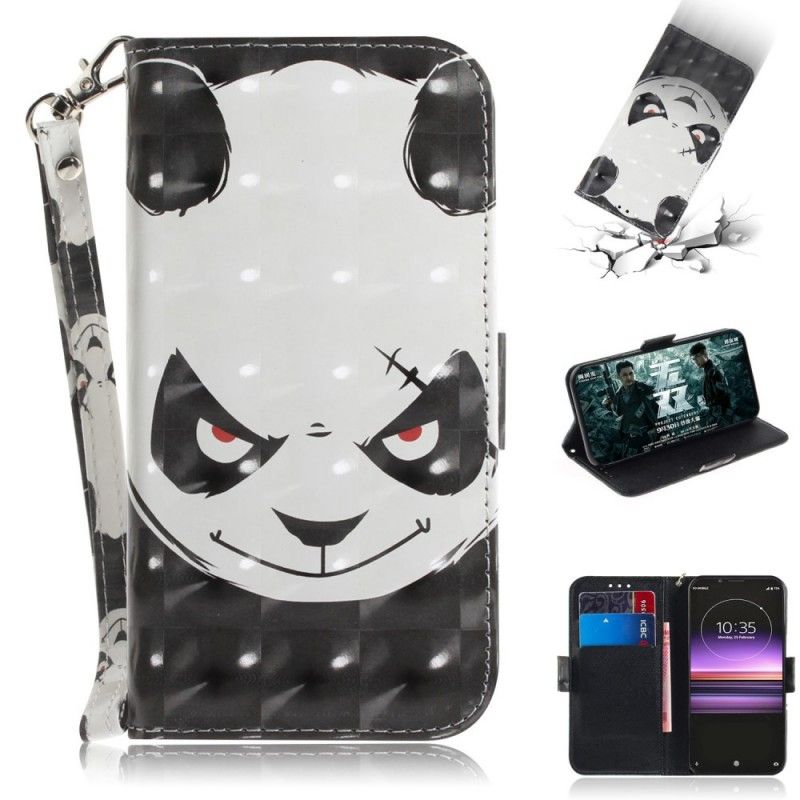 Housse Sony Xperia 1 Angry Panda À Lanière