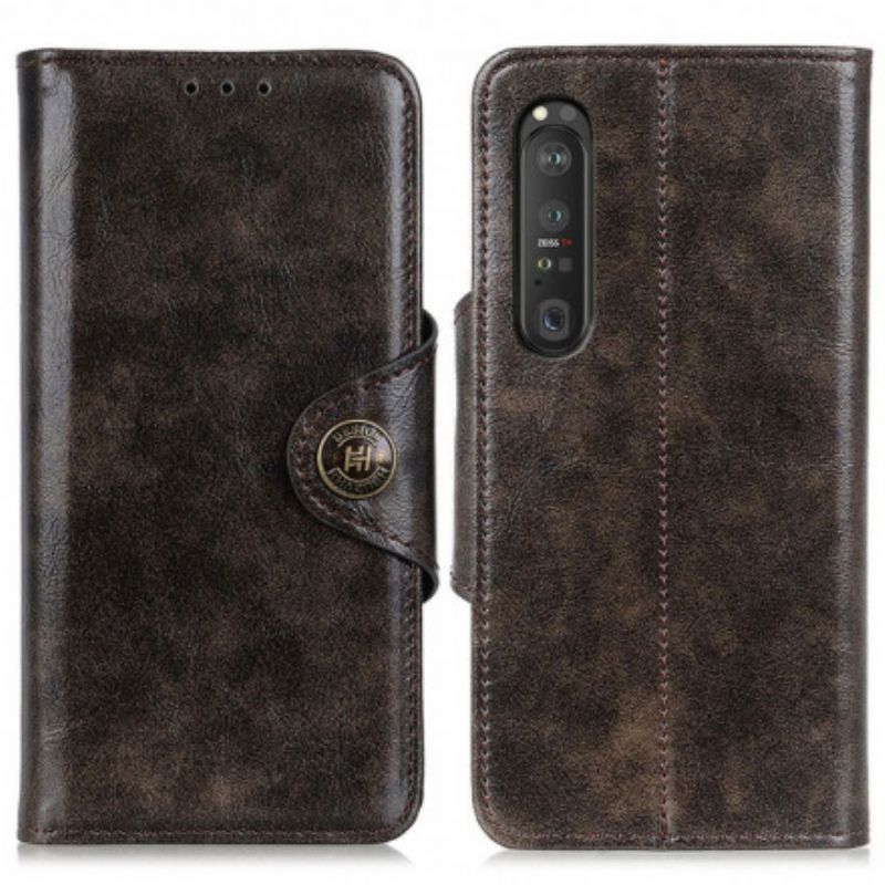 Housse Sony Xperia 1 III Simili Cuir Bouton Verni