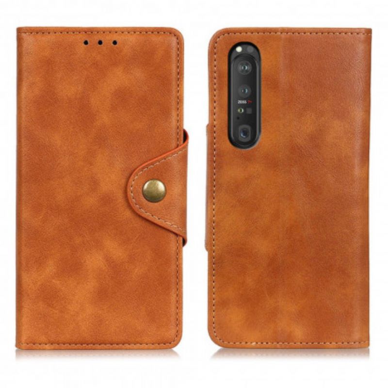 Housse Sony Xperia 1 III Simili Cuir Vintage Bouton