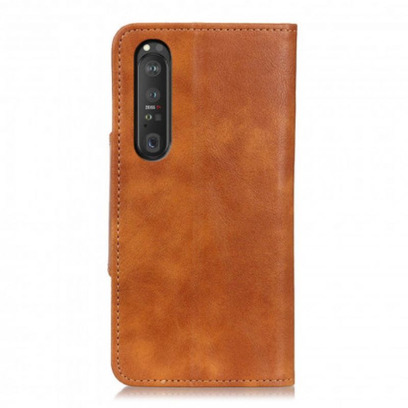 Housse Sony Xperia 1 III Simili Cuir Vintage Bouton