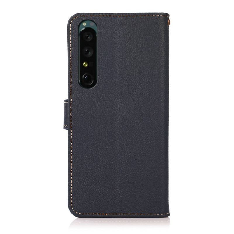 Housse Sony Xperia 1 IV Cuir Véritable KHAZNEH RFID