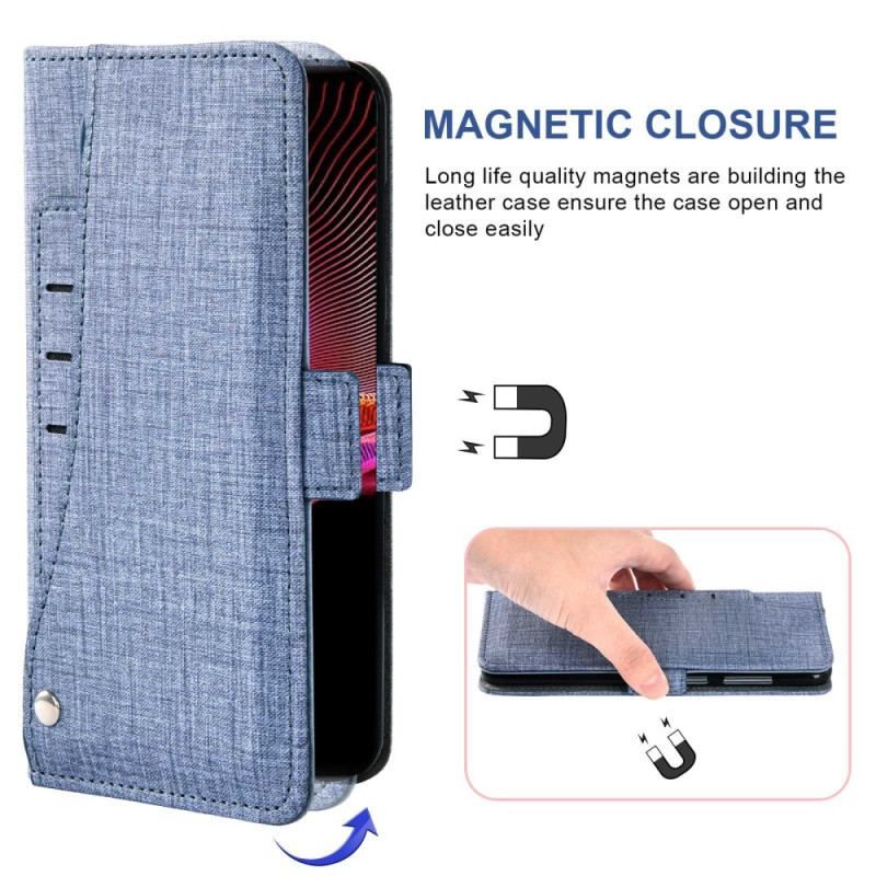 Housse Sony Xperia 1 IV Jeans avec Porte-Cartes Rotatif