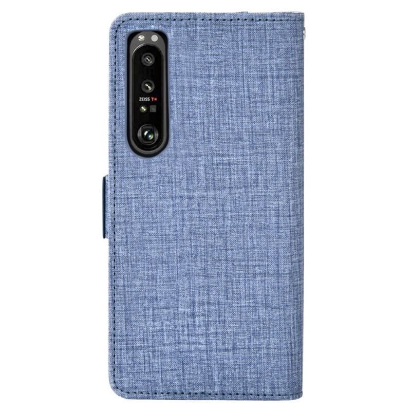 Housse Sony Xperia 1 IV Jeans avec Porte-Cartes Rotatif