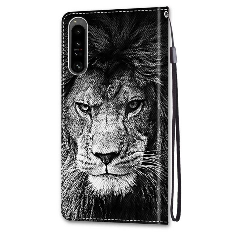 Housse Sony Xperia 1 IV Lion à Lanière