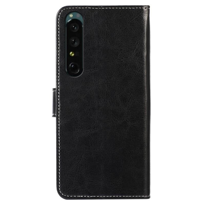 Housse Sony Xperia 1 IV Style Cuir Coutures Apparentes