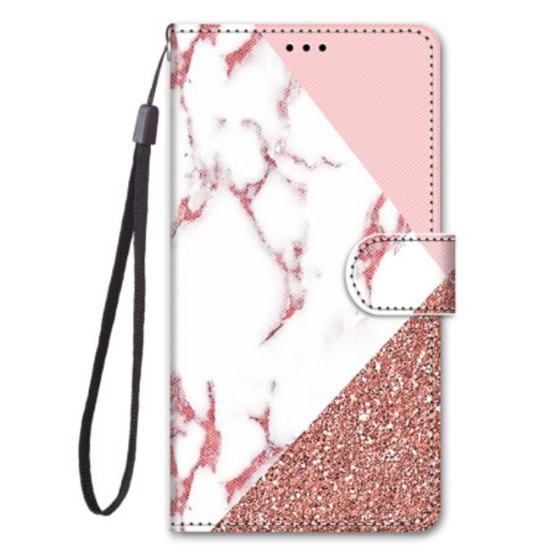 Housse Sony Xperia 1 IV Triangle en Marbre et Paillettes