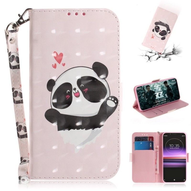 Housse Sony Xperia 1 Panda Love À Lanière