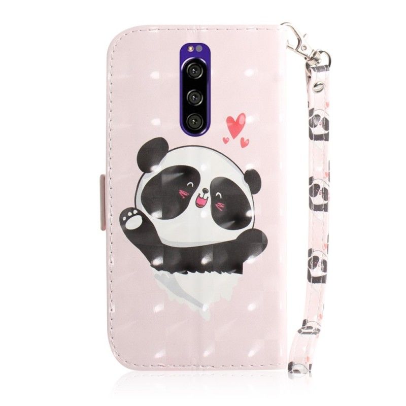 Housse Sony Xperia 1 Panda Love À Lanière