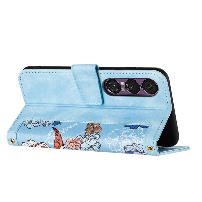 Housse Sony Xperia 1 VII Florale avec Lanière