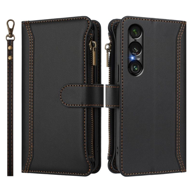 Housse Sony Xperia 1 VII Portefeuille 9 Porte-Cartes et Lanière