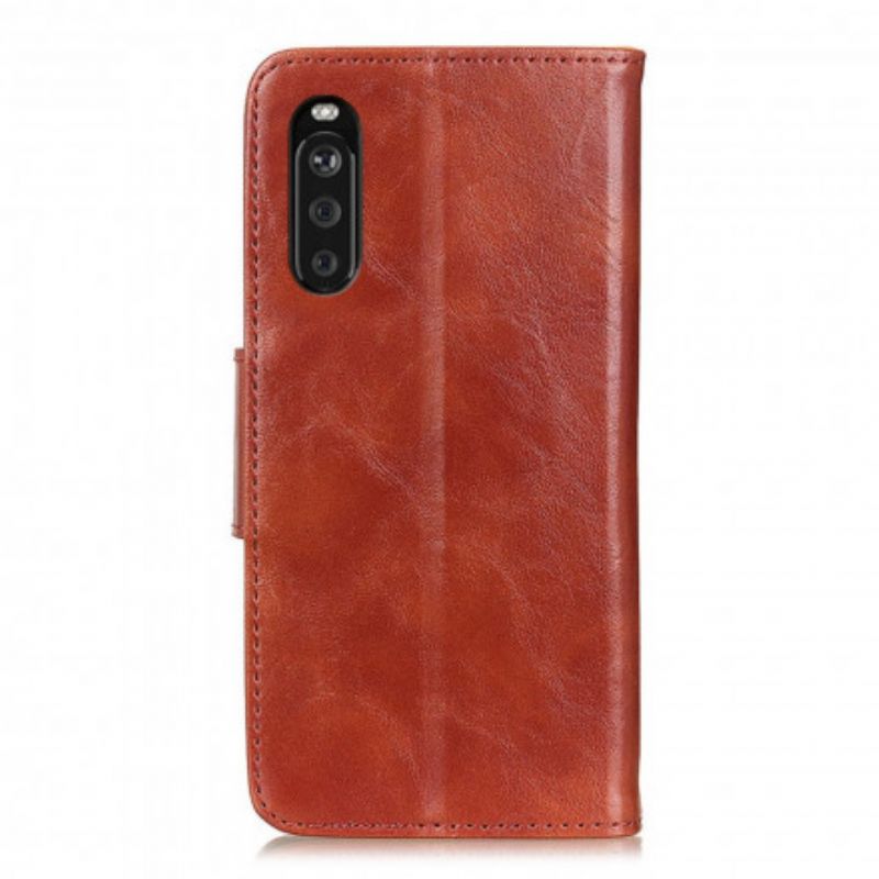 Housse Sony Xperia 10 III Cuir Fendu Fermoir Réversible