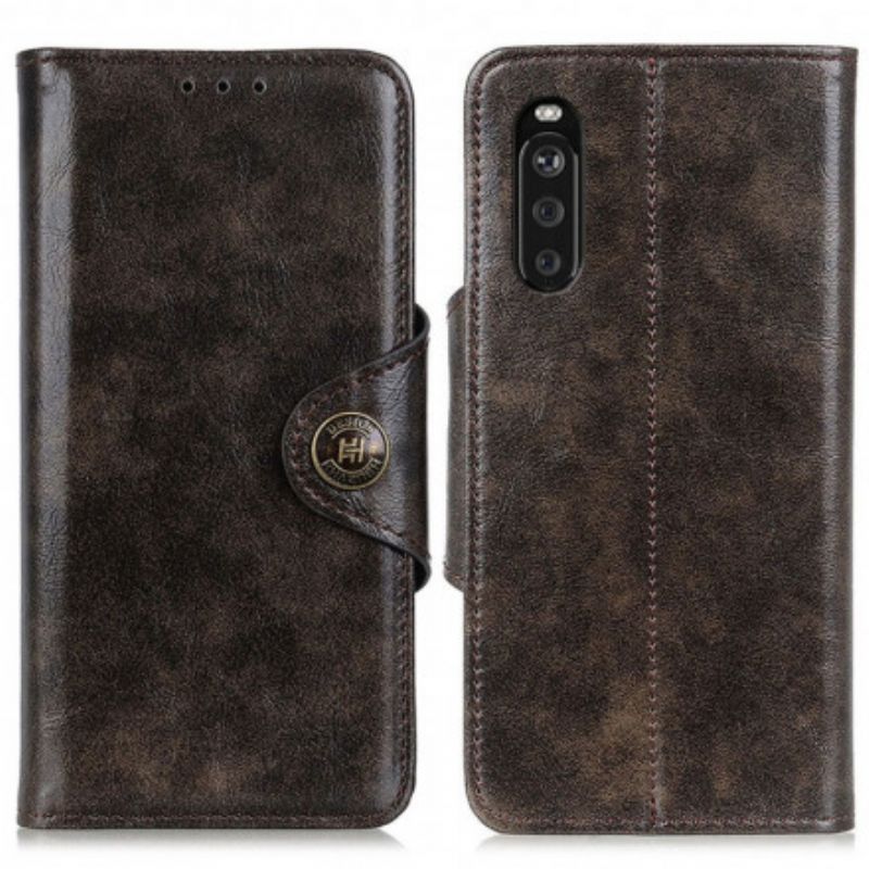 Housse Sony Xperia 10 III Simili Cuir Bouton Verni